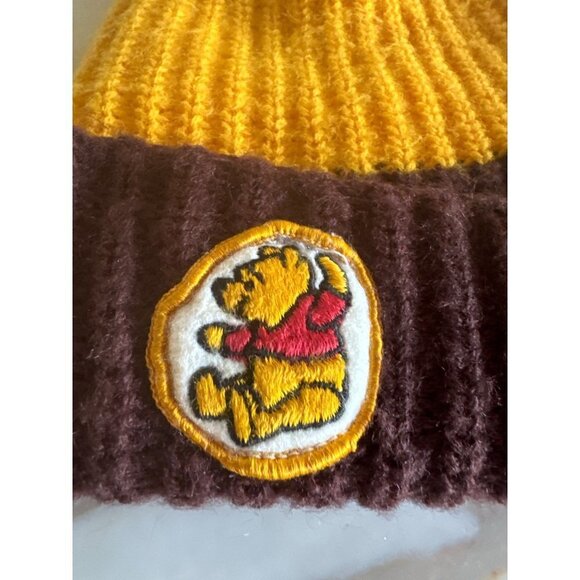 Vintage 1970's yellow Brown Pom Top Winnie the Pooh Hat Cap Youth One Size - Picture 2 of 4